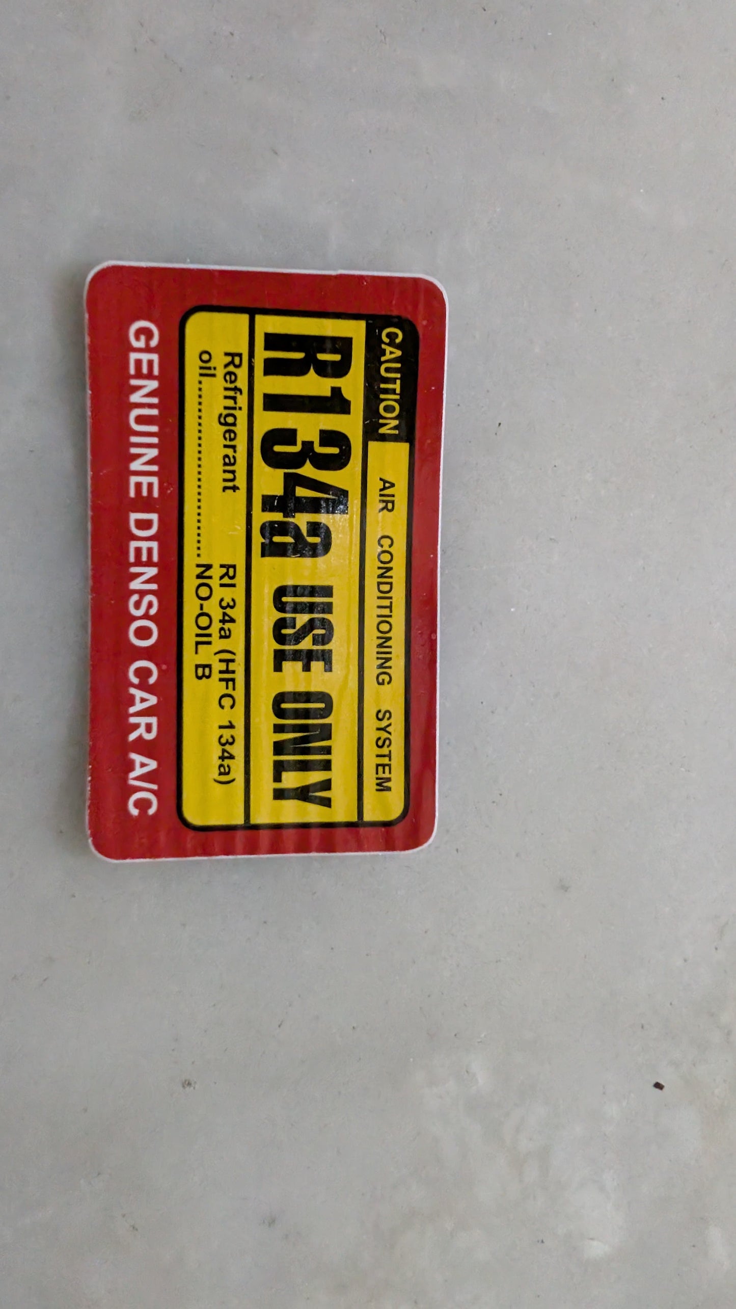R134a bonnet sticker