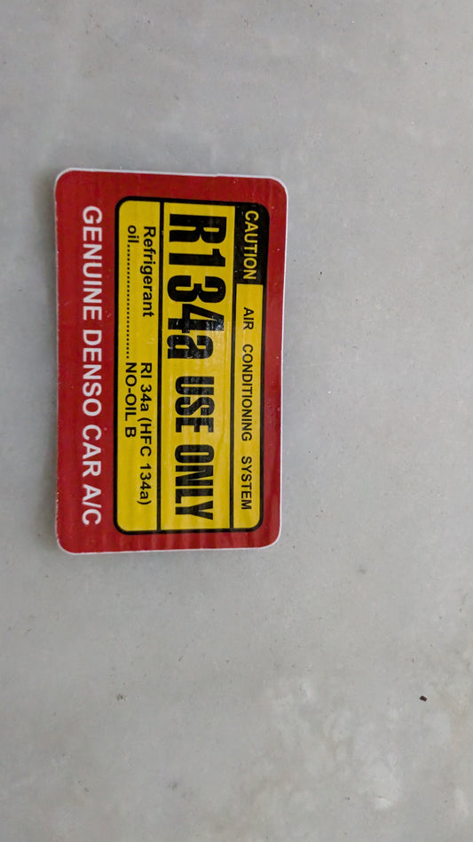 R134a bonnet sticker